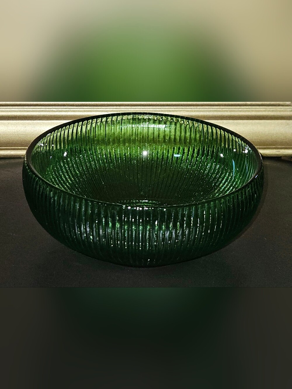 Vintage E.O. Brody Depression Glass Ribbed Bowl Emerald Green Cleveland USA
